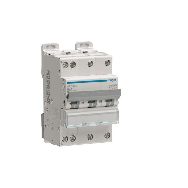 Circuit breaker 3P+N 6-10kA curve D - 32A 3 modules